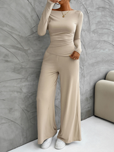 Women's Y2K Slim Fit Long Sleeve Top Wide Leg Pants Set