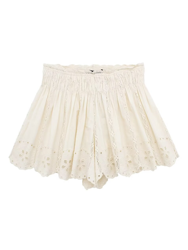 Ladies new embroidered beige shorts