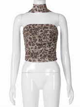 New Leopard Print Hot Girl Pure Straight Neck Tube Top Slim Fit Vest