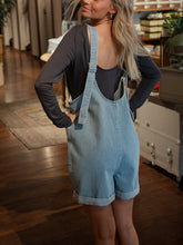 Denim washed workwear double pocket loose jumpsuit