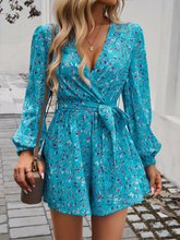 Contrast print long sleeve high waist jumpsuit