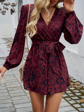 Contrast print long sleeve high waist jumpsuit