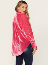 Golden Velvet Oversize Long Sleeve Loose Shirt Jacket