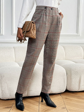 Women's lace-up plaid cigarette pants