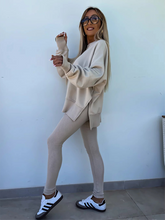 New style casual tight pants loose sweater suit two piece set