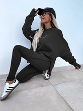 New style casual tight pants loose sweater suit two piece set