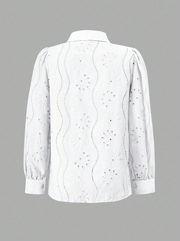 New Single Breasted Solid Color Embroidered Long Sleeve Lapel Shirt