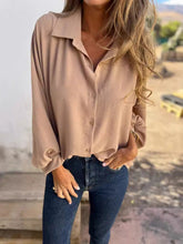 Ladies Lapel Button-Down Shirt Tops