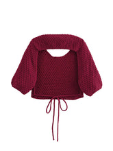 New Backless Knitted Drawstring Cropped Sweater