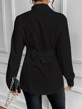 Lapel tie bow waist slimming shirt women's clothing