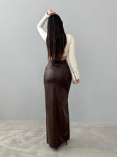 Women's Slit Solid Color High Waist Simple Leather Slim Skirt