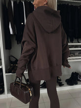 Women's casual loose solid color hooded sweatshirt suit