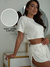 New casual set round neck short sleeve top sexy cross shorts loungewear two-piece set