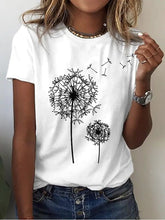 Women's Casual Dandelion Print Knit T-Shirt