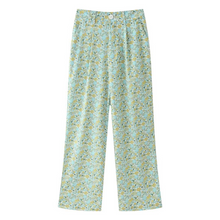 Ladies new bow print top/print trousers